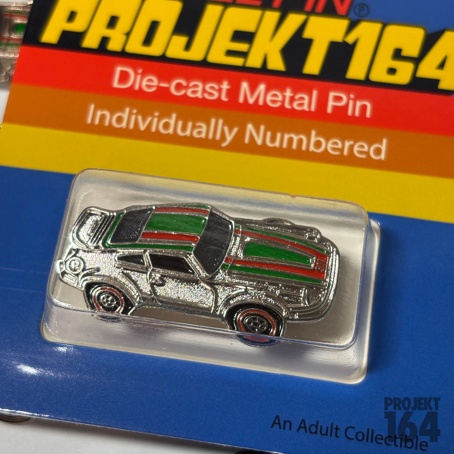 Chrome P-Car Pin - Green/Red