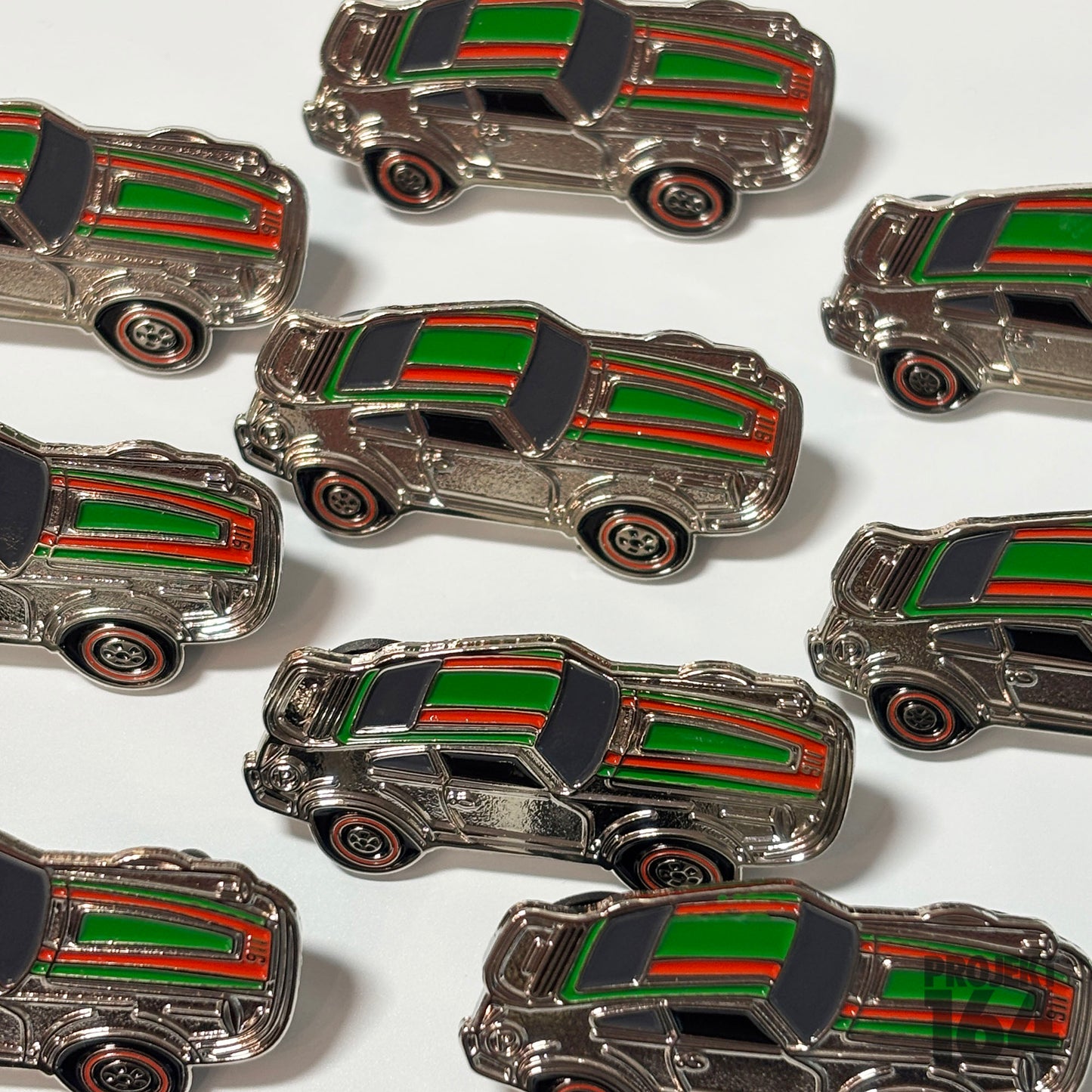 Chrome P-Car Pin - Green/Red