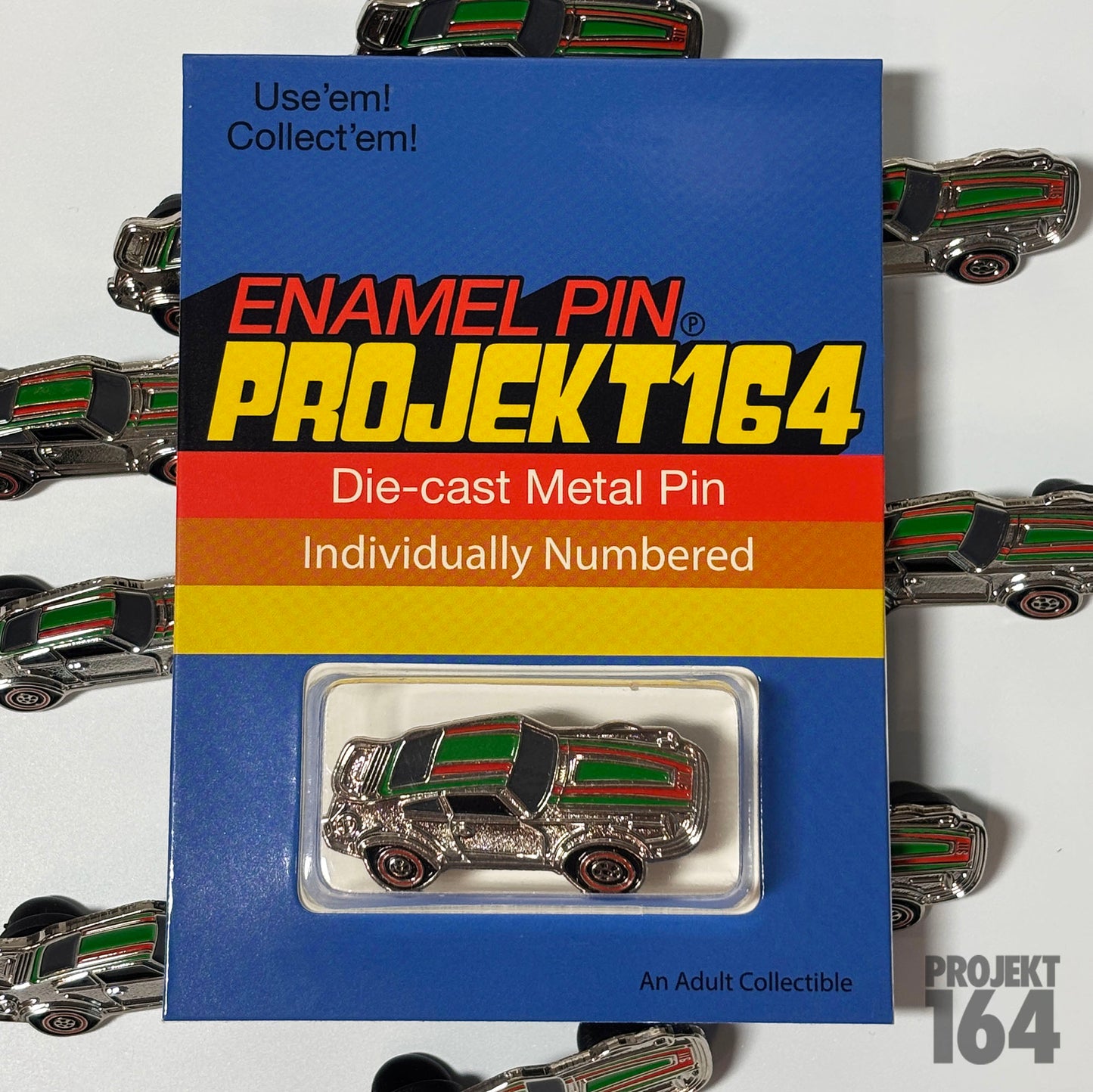 Chrome P-Car Pin - Green/Red